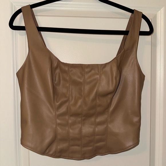 Abercrombie Faux Leather Corset Cropped Top - Picture 2 of 3